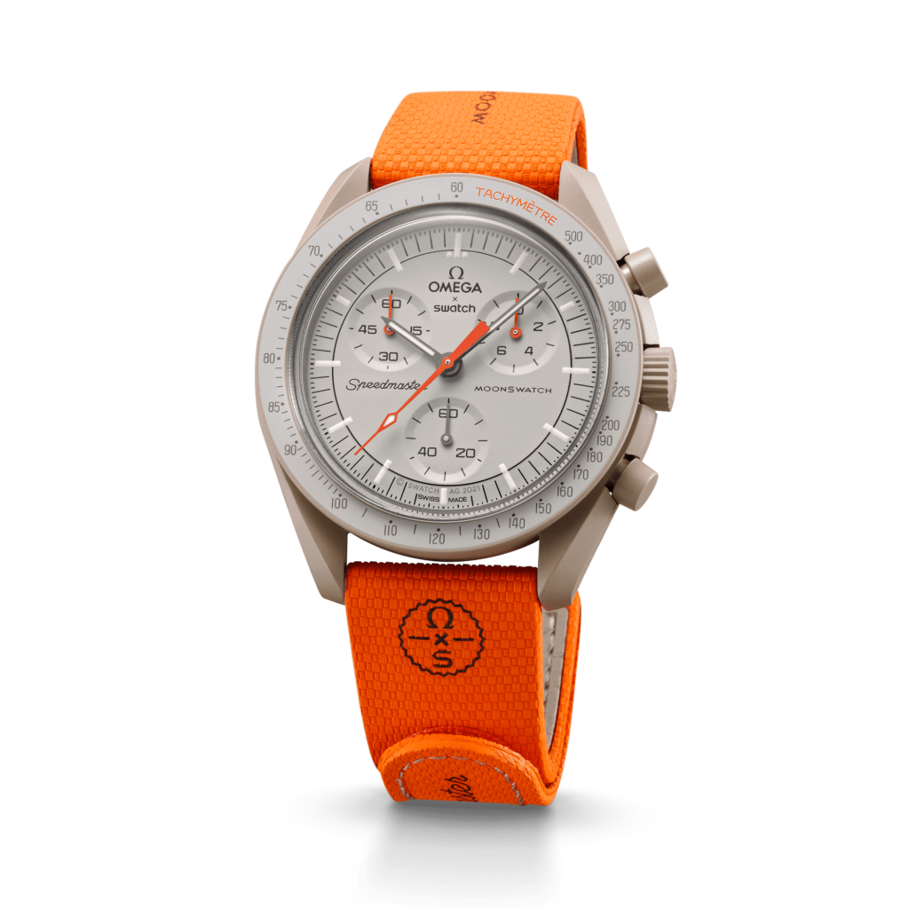 ساعت امگا سواچ ماموریت به مشتری بند رابر نارنجی Omega Swatch
