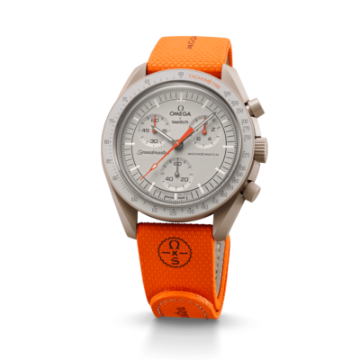 ساعت امگا سواچ ماموریت به مشتری بند رابر نارنجی Omega Swatch