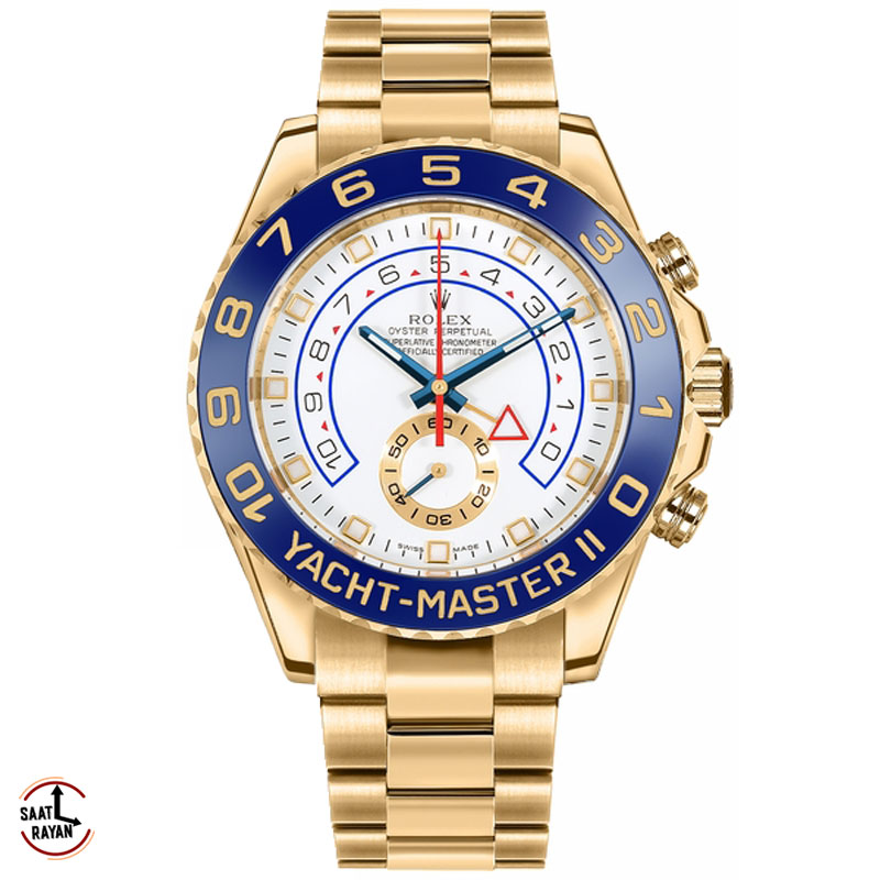 ساعت مچی رولکس مردانه مدل یاخ مستر2 اتوماتیک بند طلایی صفحه سفید Yacht-Master