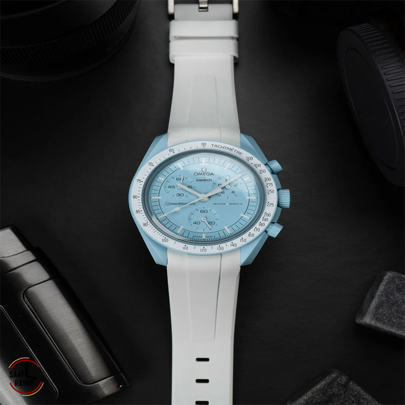 ساعت امگا سواچ مدل ماموریت به سیاره اورانوس بند رابر omega swatch Mission to Uranus