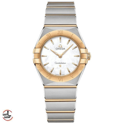 ساعت مچی امگا زنانه مدل کانسلیشن سیلور طلایی صفحه صدف OMEGA Constellation