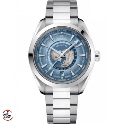 ساعت مچی امگا مردانه مدل سیمستر اتوماتیک صفحه فیروزه ای OMEGA Seamaster Aqua Terra Worldtimer