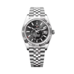 ساعت مچی رولکس مردانه مدل اسکای دالر اتوماتیک سیلور صفحه مشکی ROLEX Sky Dweller
