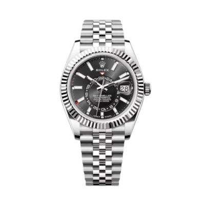 ساعت مچی رولکس مردانه مدل اسکای دالر اتوماتیک سیلور صفحه مشکی ROLEX Sky Dweller