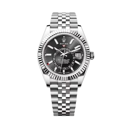ساعت مچی رولکس مردانه مدل اسکای دالر اتوماتیک سیلور صفحه مشکی ROLEX Sky Dweller