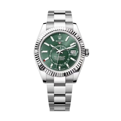 ساعت مچی رولکس مردانه مدل اسکای دالر اتوماتیک سیلور صفحه سبز ROLEX Sky Dweller