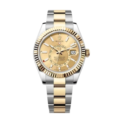 ساعت مچی رولکس مردانه مدل اسکای دالر اتوماتیک سیلور طلایی صفحه طلاییROLEX Sky Dweller