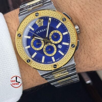 ساعت ورساچه مردانه کرنوگراف بند فلزی صفحه ابی