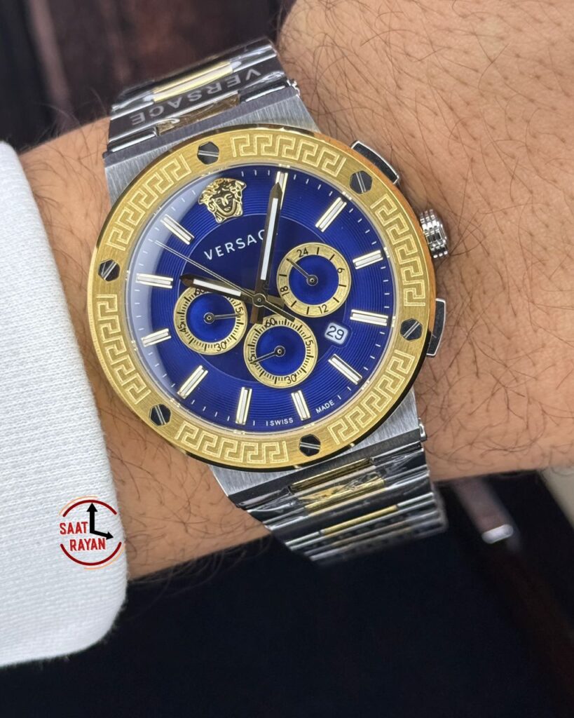 ساعت ورساچه مردانه کرنوگراف بند فلزی صفحه ابی