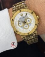 ساعت ورساچه مردانه کرنوگراف بند فلزی طلایی