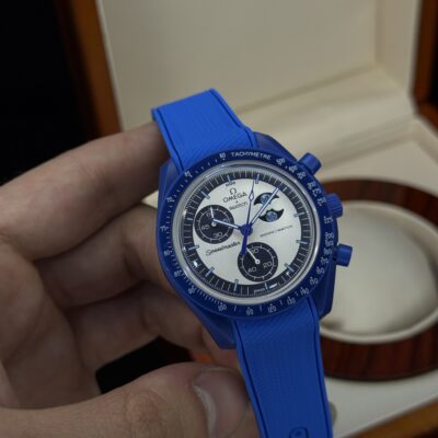 ساعت امگا سواچ مدل سوپر بلومون بند رابر omega swatch