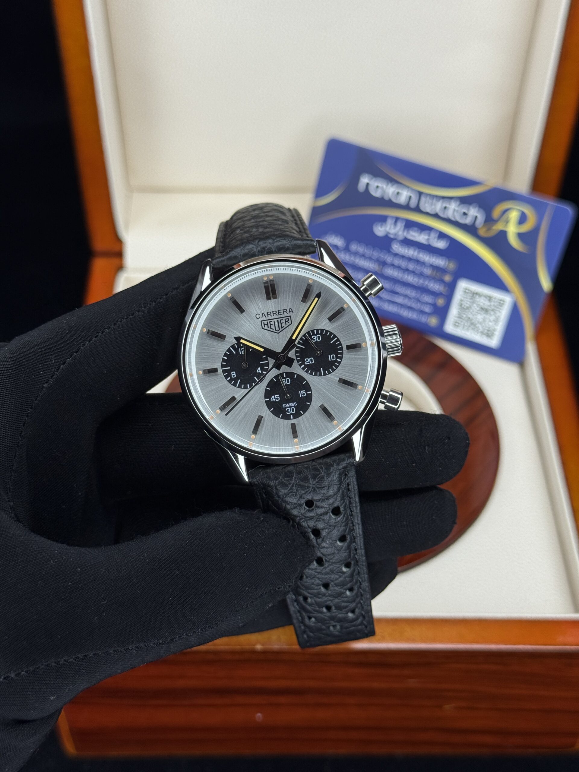 IMG_9190 ساعت مچی مردانه تگ هویر کرنوگراف سیلور صفحه سفید TAG Heuer